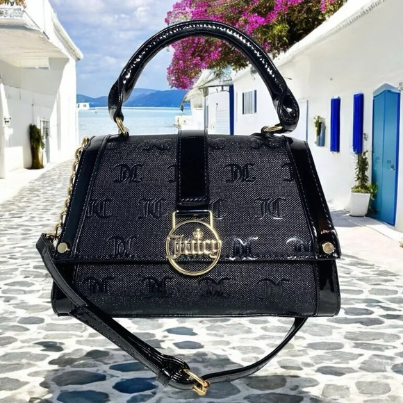 Juicy Couture Handbags - Juicy Couture Black Gothic Logo Fancy Flap Crossbody Handbag Evening Purse New